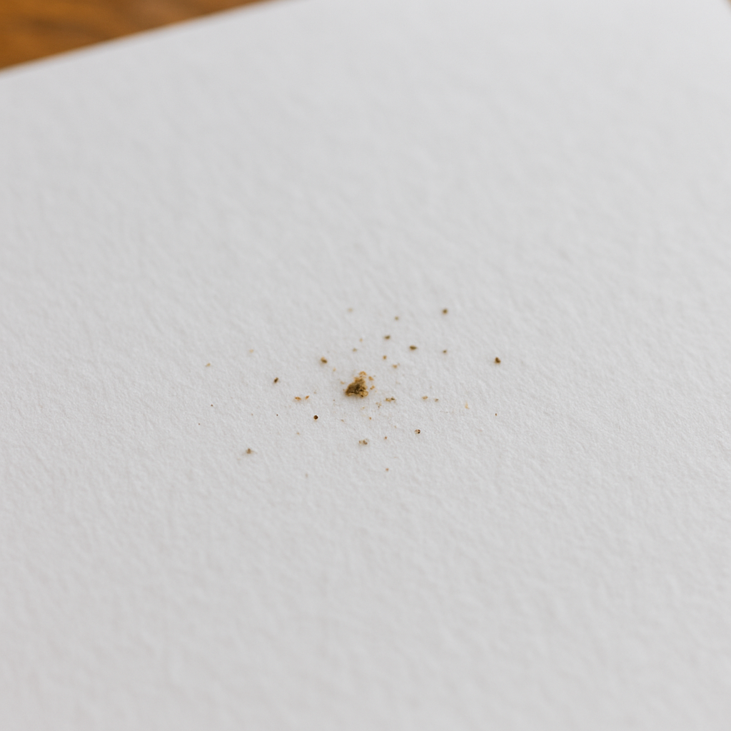 Rückstände nach Budwashing auf Papier